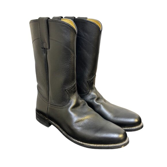 Justin Black Leather Western Boots Size 8.5 - Picture 2 of 12